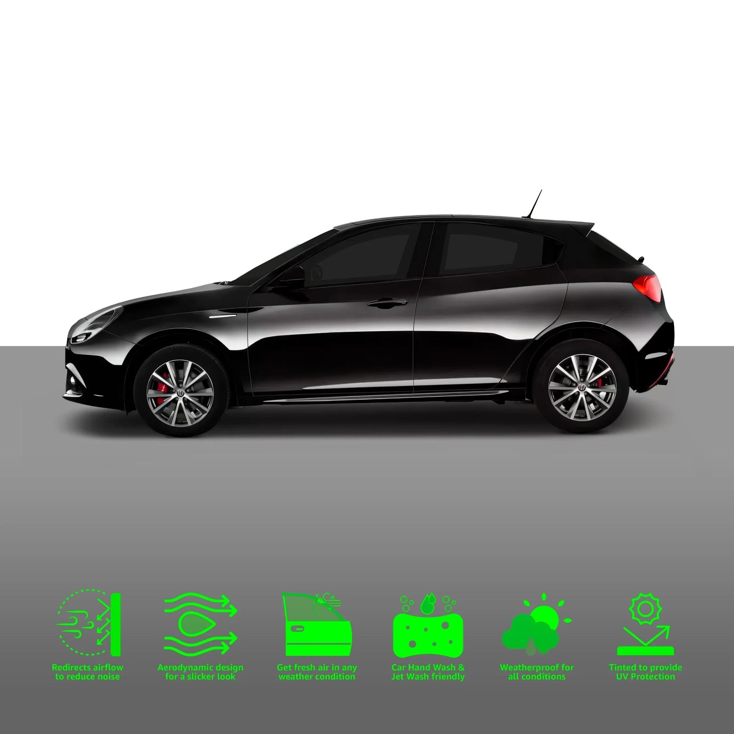 Alfa Romeo Giulietta 2010 - 2020 5 Door Hatchback 4PC HAIBAK® Tinted Wind Deflectors
