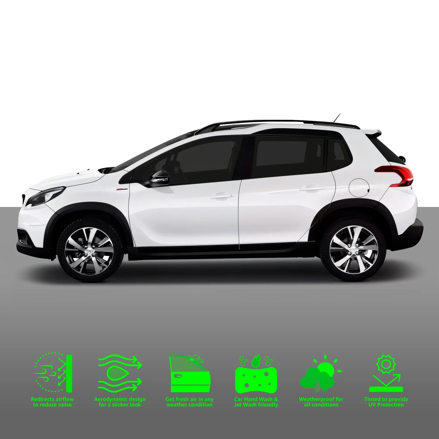 Peugeot 2008 2013-2019 5 Door SUV 4PC HAIBAK® Tinted Wind Deflectors