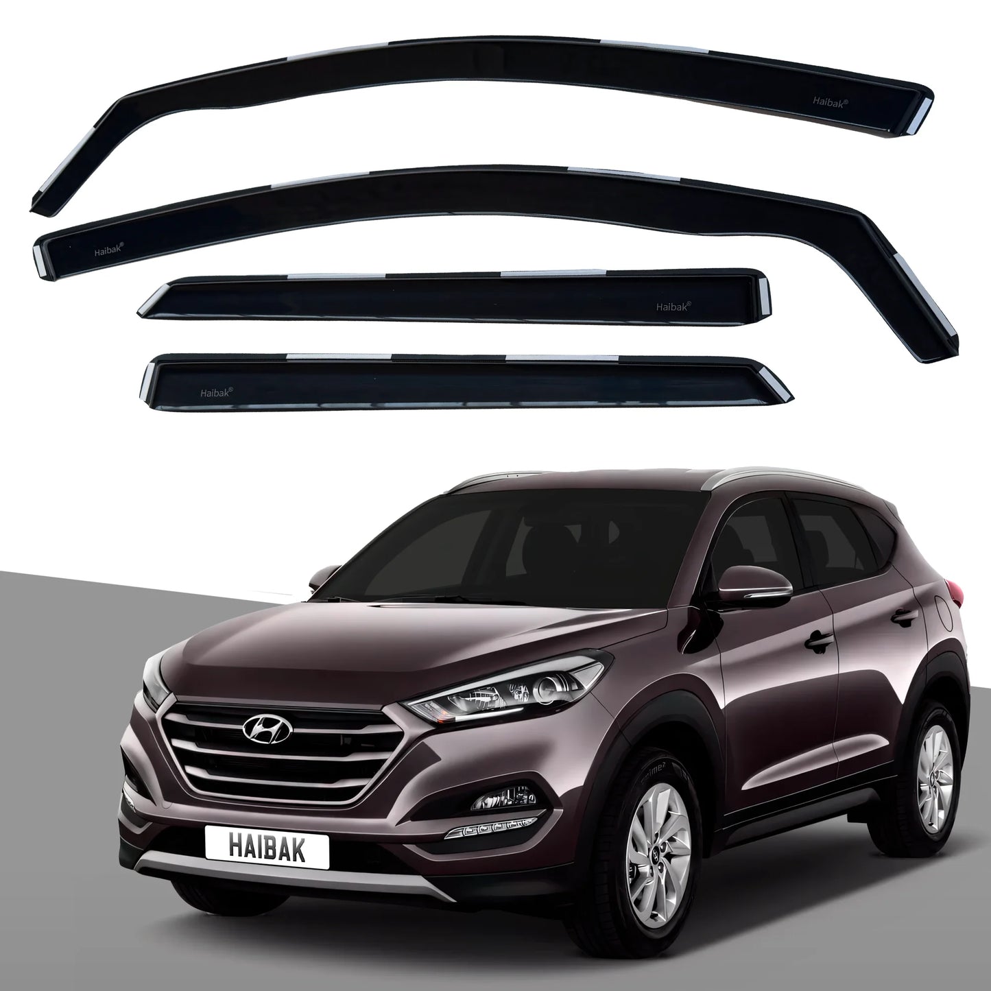 Hyundai Tucson MK3 2015-2020 5 Door SUV 4PC HAIBAK® Tinted Wind Deflectors