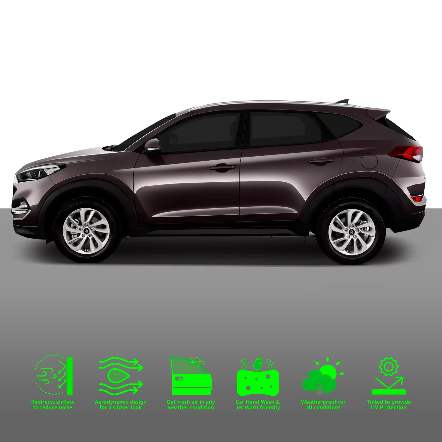 Hyundai Tucson MK3 2015-2020 5 Door SUV 4PC HAIBAK® Tinted Wind Deflectors
