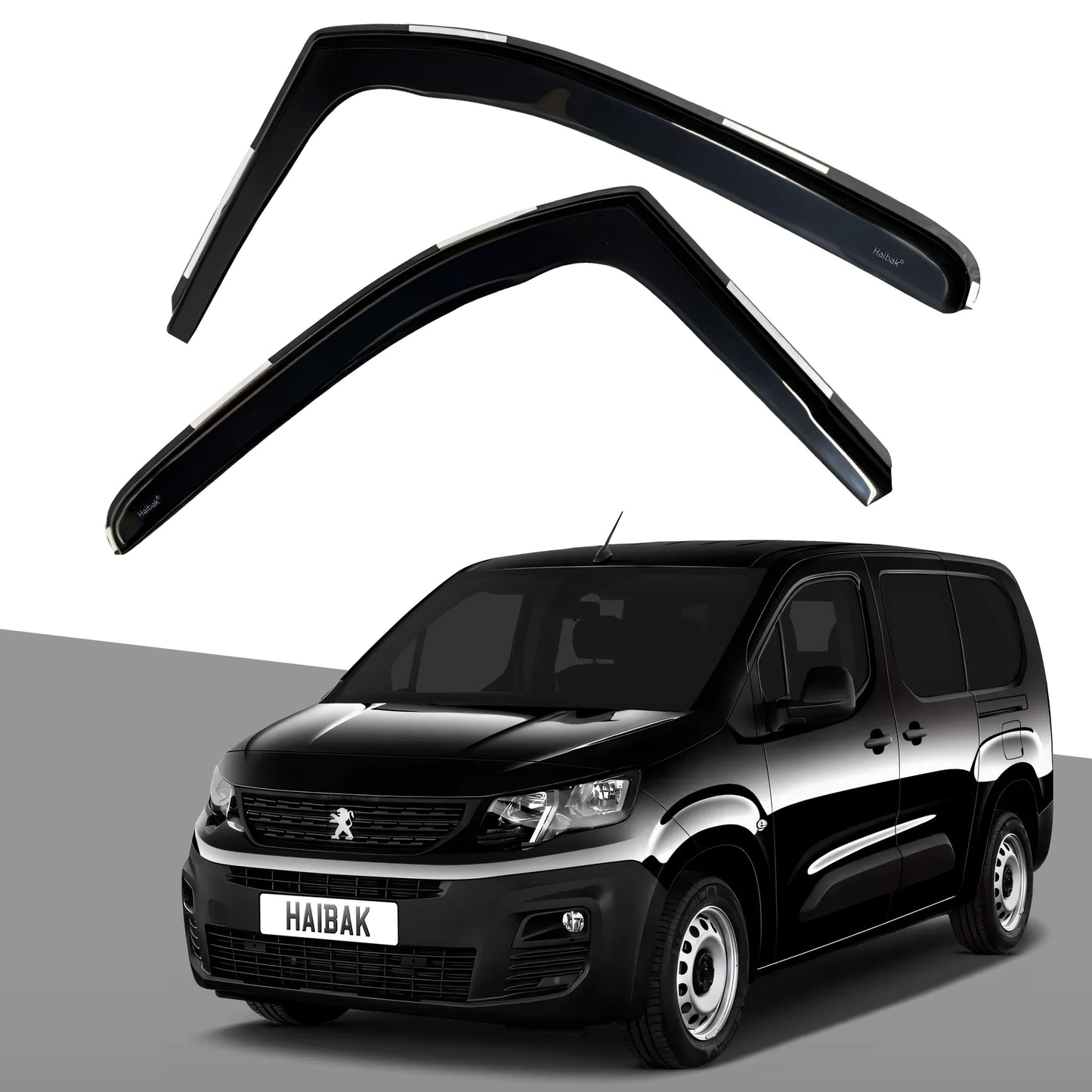 Peugeot Partner Van MK3 2018-2024 2 Door 2PC HAIBAK® Tinted Wind Deflectors