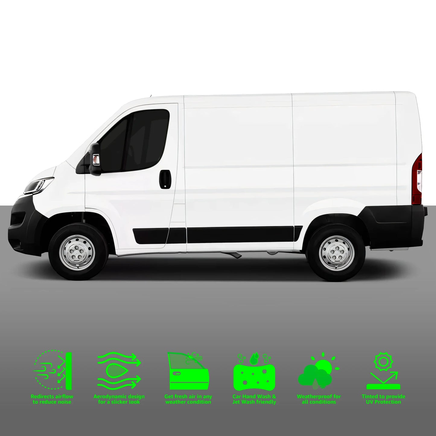 Peugeot Boxer Van 2006 Onwards 2 Door 2PC HAIBAK® Tinted Wind Deflectors