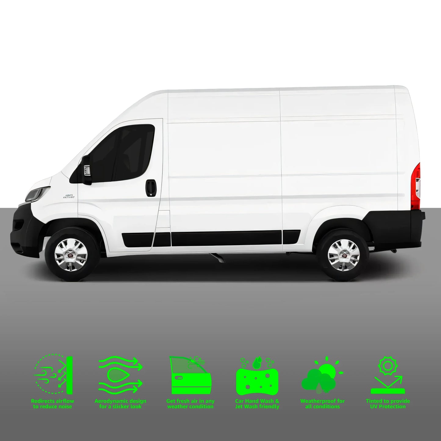 Fiat Ducato Van MK3 2006-2014 2 Door 2PC HAIBAK® Tinted Wind Deflectors