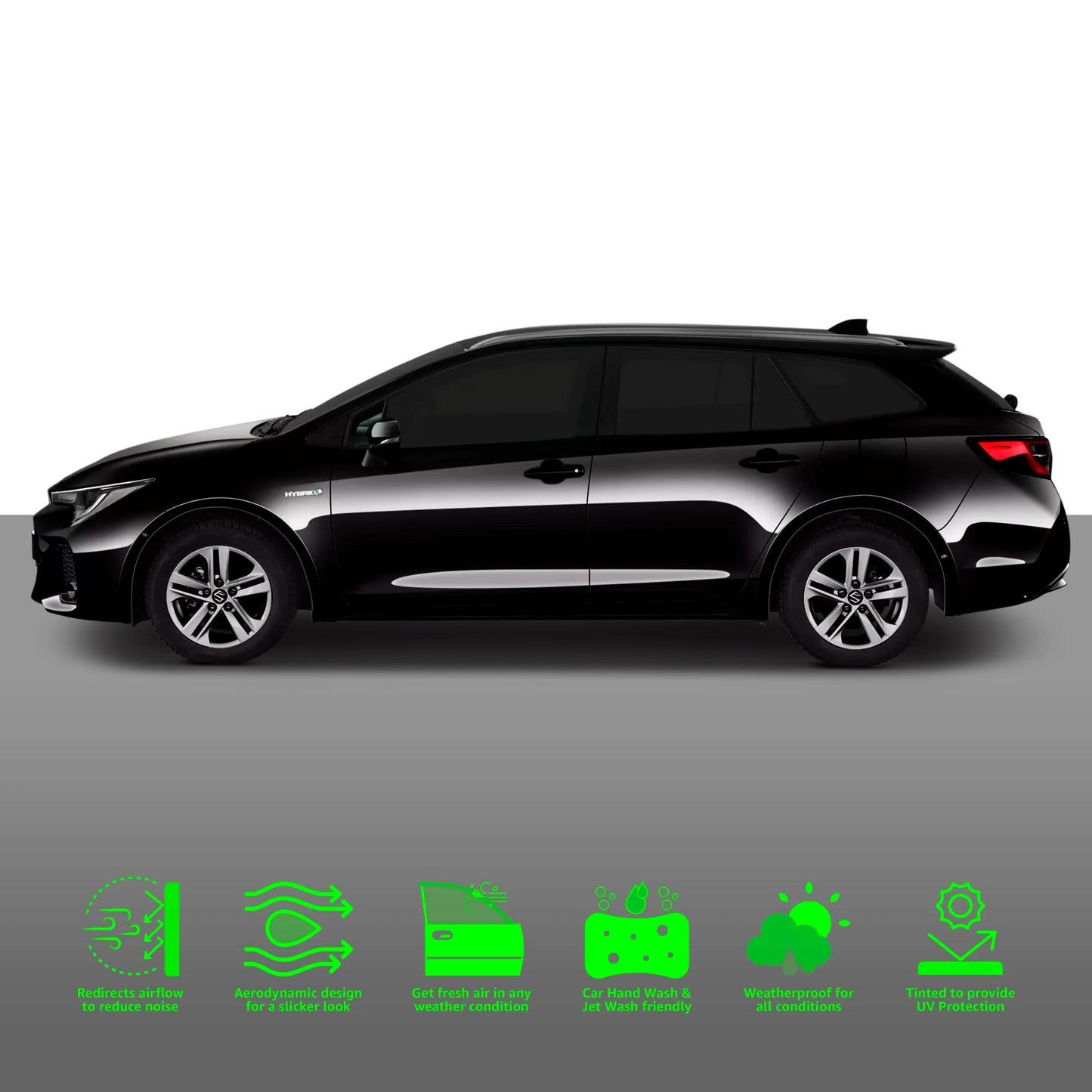 Suzuki Swace 2020 Onwards 5 Door Estate 4PC HAIBAK® Tinted Wind Deflectors