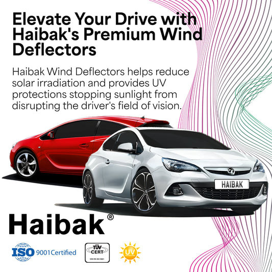 Haibak Wind Deflectors Set Compatible With Vauxhall Astra J MK6 GTC SRI 2010-2015 3 Door 2PC Tinted in Channel Fitment