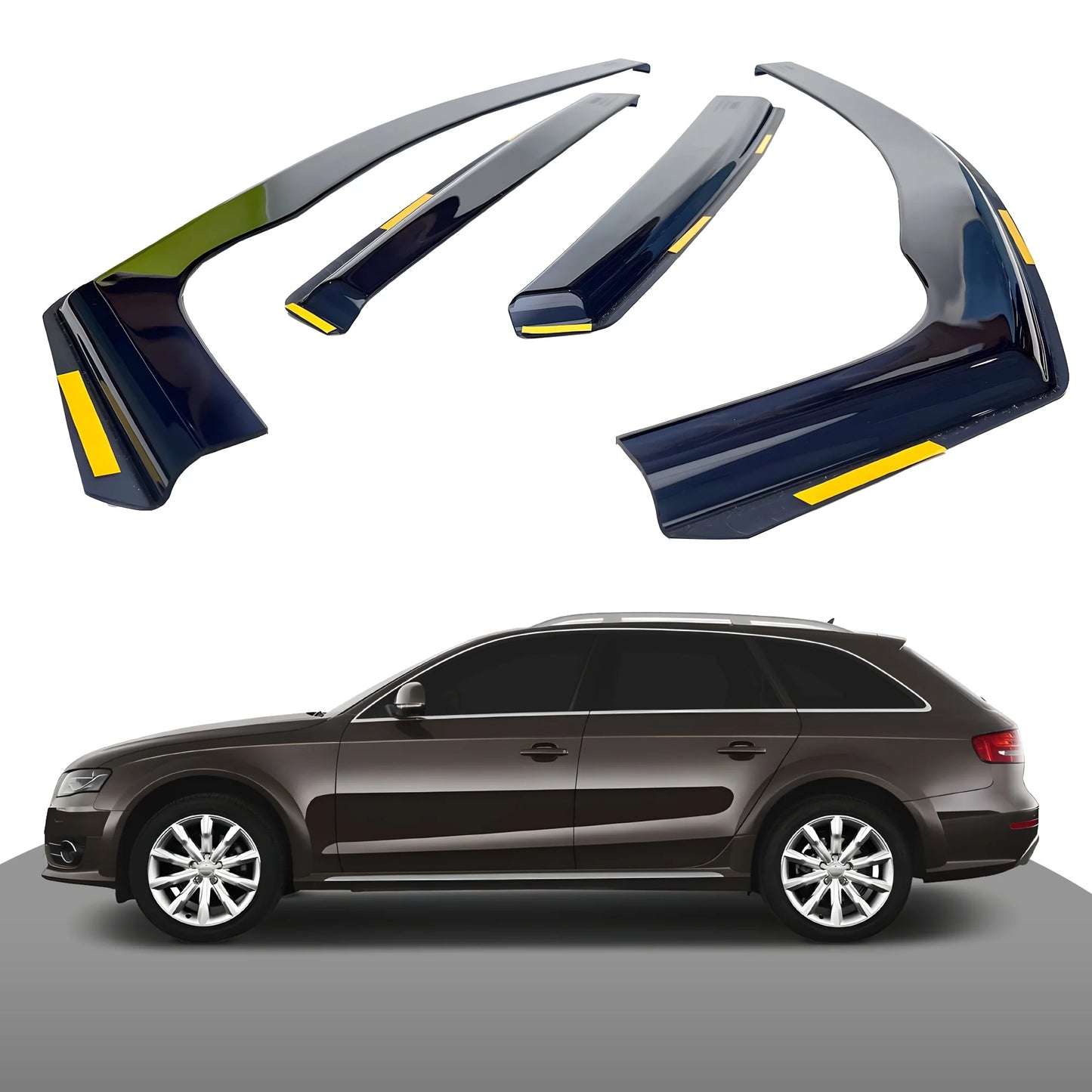Haibak Wind Deflectors Set Compatible With Audi A4 B8 Avant 2009-2015 5 Door Estate 4PC Tinted in Channel Fitment
