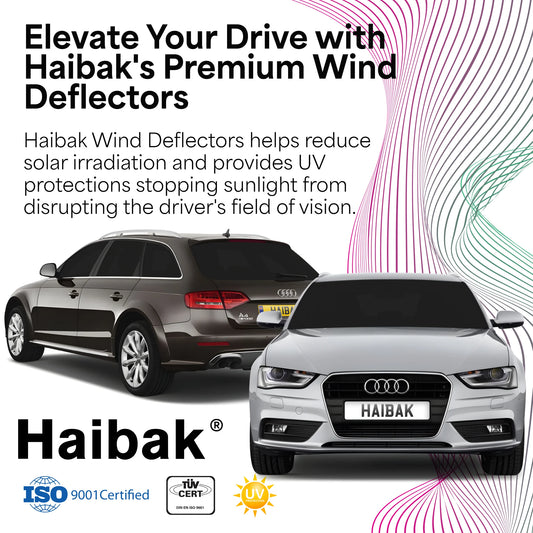 Haibak Wind Deflectors Set Compatible With Audi A4 B8 Avant 2009-2015 5 Door Estate 4PC Tinted in Channel Fitment