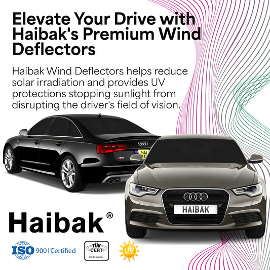 Haibak Wind Deflectors Set Compatible With Audi A6 C7 Saloon 2011-2018 4 Doors 4PC Tinted in Channel Fitment