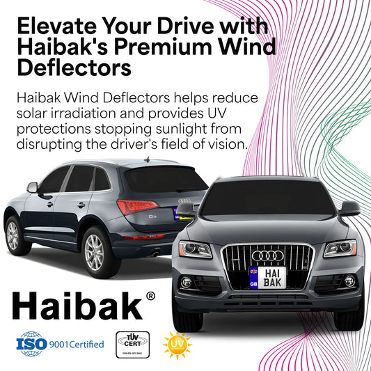 Haibak Wind Deflectors Set Compatible With Audi Q5 MK1 2008-2017 5 Door Compact SUV 4PC Tinted in Channel Fitment