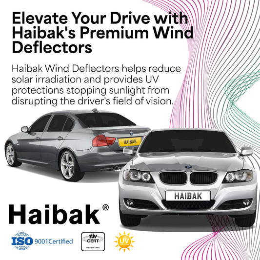 Haibak Wind Deflectors Set Compatible With BMW 3 Series E90 2005-2012 5 Door Saloon 4PC Tinted in Channel Fitment