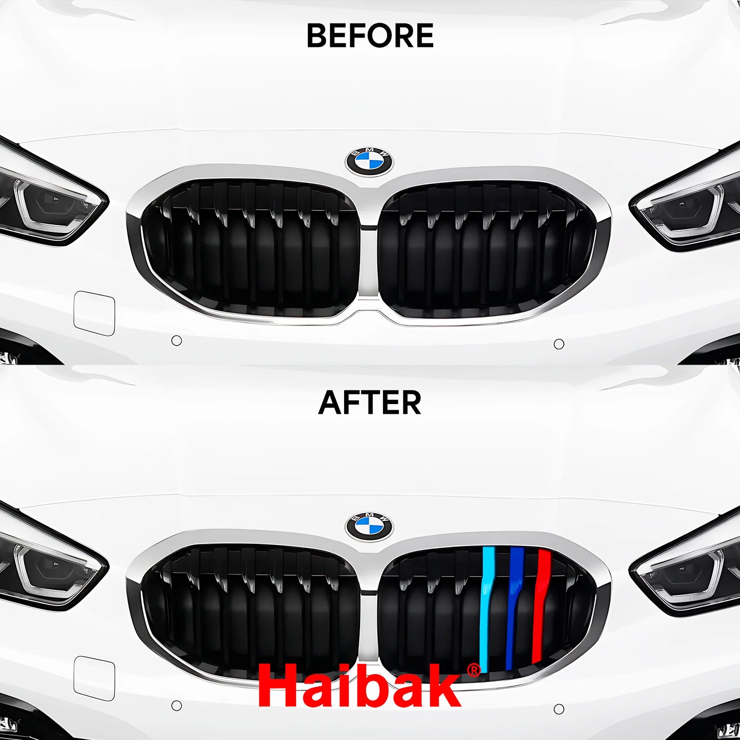 BMW 1 Series 2017 - 2019 7 Beams Front Grille Tri Colour Insert Stripes