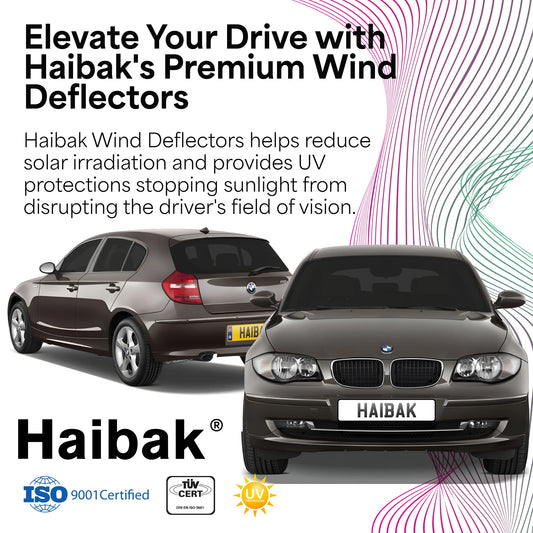 Haibak Wind Deflectors Set Compatible With BMW 1 Series E87 2004-2011 5 Door Hatchback 4PC Tinted in Channel Fitment