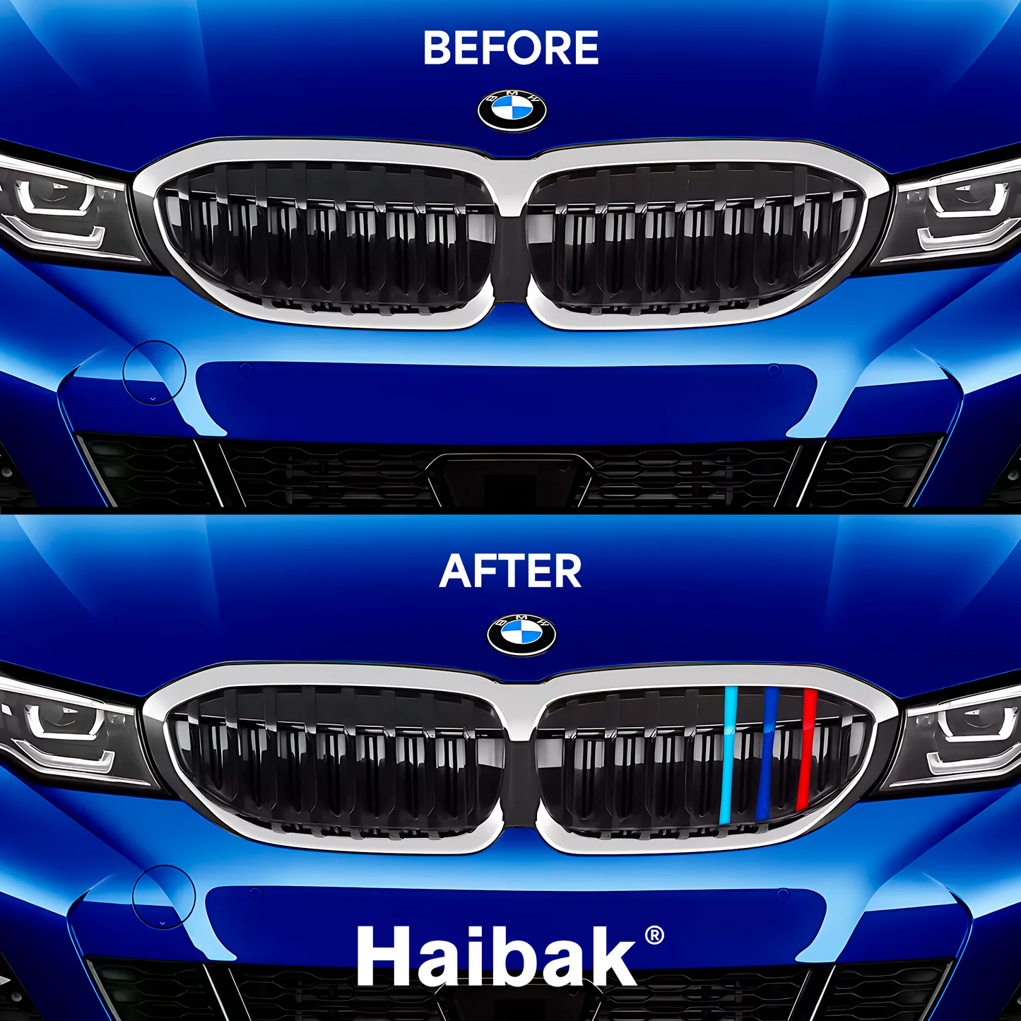 BMW 3 Series 2019 Onwards 7 Beams Front Grille Tri Colour Insert Stripes