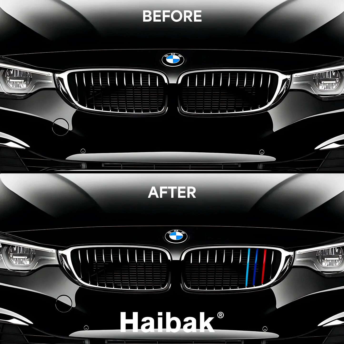 BMW 4 Series 2013 - 2019 11 Beams Front Grille Tri Colour Insert Stripes