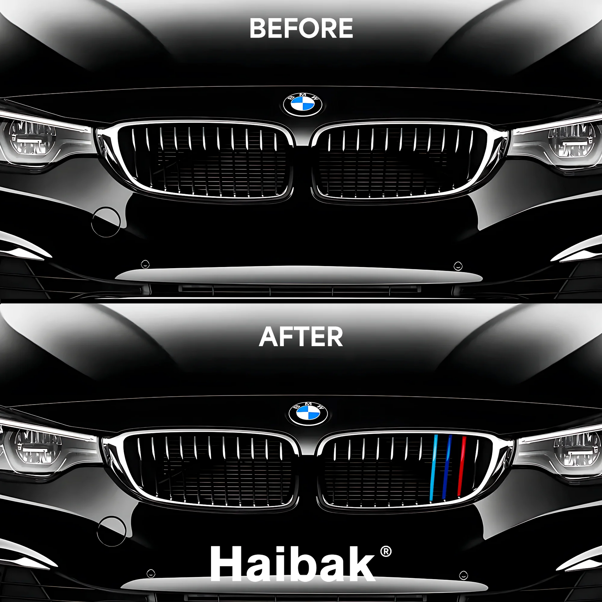 BMW 4 Series 2013 - 2019 11 Beams Front Grille Tri Colour Insert Stripes
