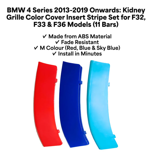 BMW 4 Series 2013 - 2019 11 Beams Front Grille Tri Colour Insert Stripes