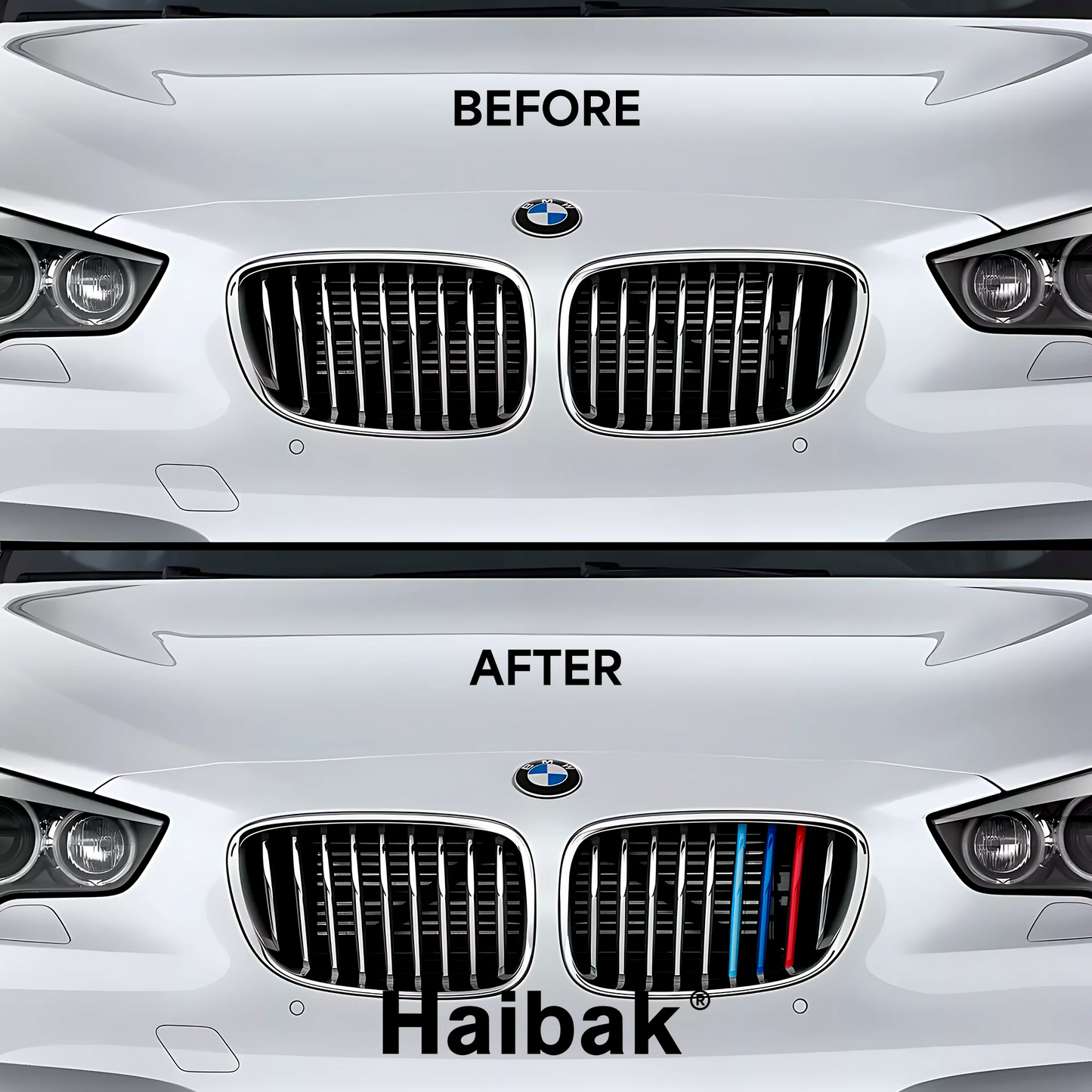 BMW 5 Series 2009 - 2017 9 Beams Front Grille Tri Colour Insert Stripes