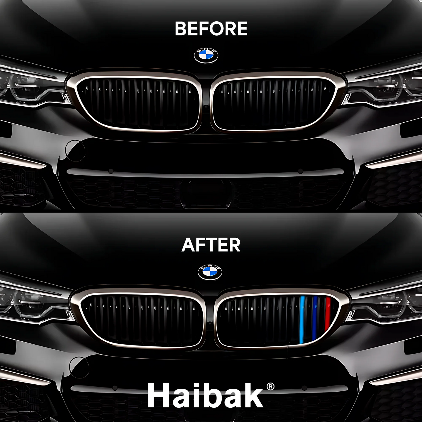 BMW 5 Series 2018 - 2020 9 Beams Front Grille Tri Colour Insert Stripes