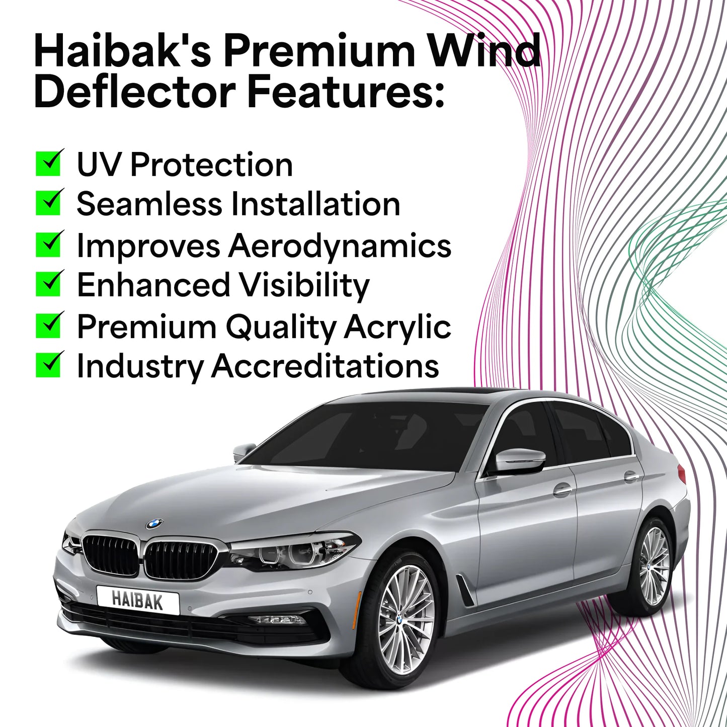 BMW 5 Series G30 2017 Onwards 5 Door Saloon 4PC HAIBAK® Tinted Wind Deflectors