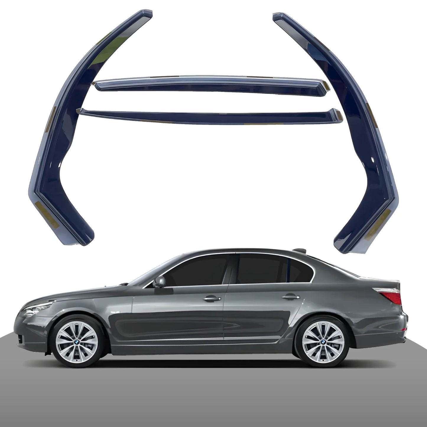 Haibak Wind Deflectors Set Compatible With BMW 5 Series 2003-2010 5 Door Saloon 4PC Tinted in Channel Fitment