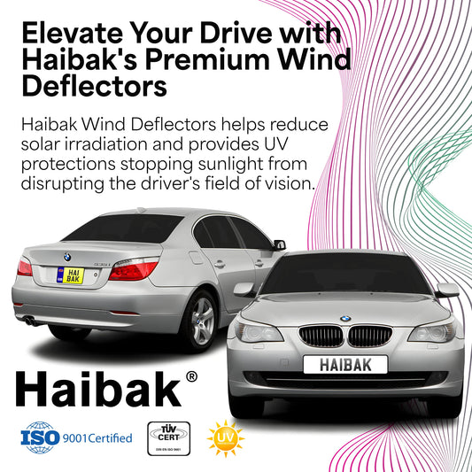 Haibak Wind Deflectors Set Compatible With BMW 5 Series 2003-2010 5 Door Saloon 4PC Tinted in Channel Fitment