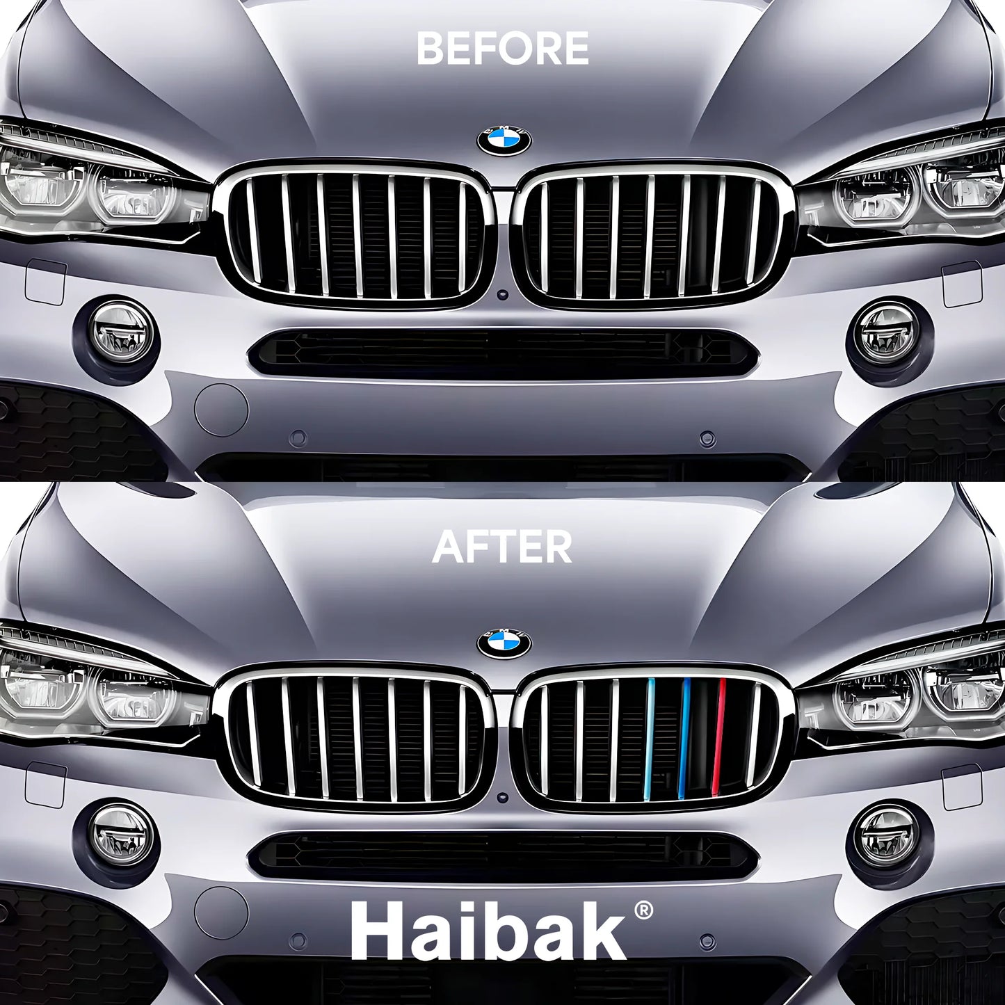 BMW X5 2014 - 2018 7 Beams Front Grille Tri Colour Insert Stripes