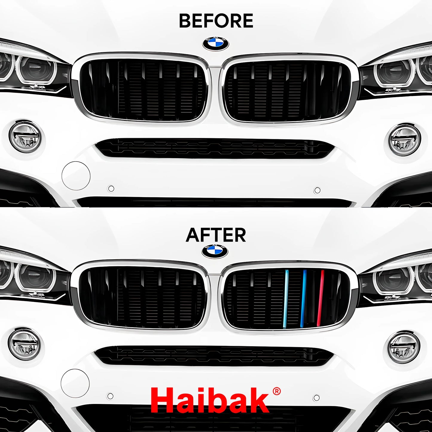 BMW X6 2014 - 2018 7 Beams Front Grille Tri Colour Insert Stripes