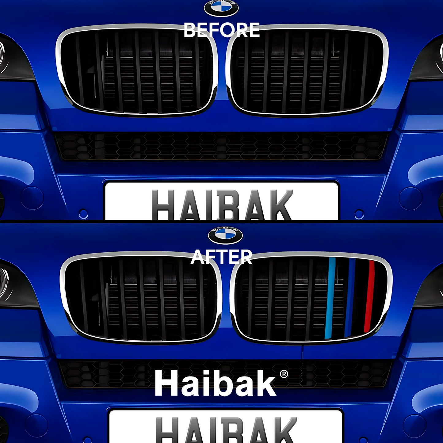 BMW X6 2012 - 2014 7 Beams Front Grille Tri Colour Insert Stripes