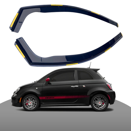 Haibak Wind Deflectors Set Compatible With Fiat 500 Abarth 2007 Onwards 3 Doors 2pc Tinted in Channel Fitment
