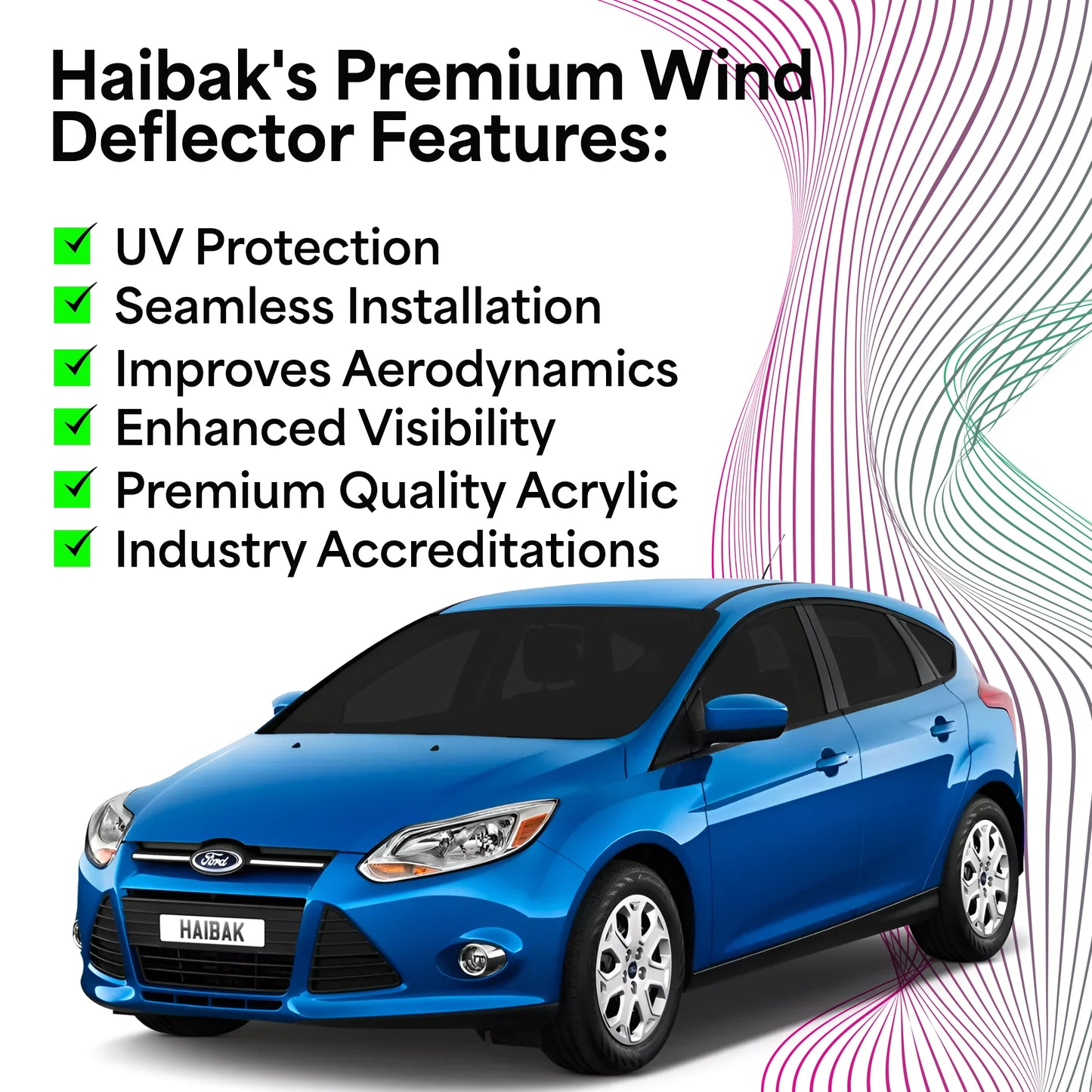 Ford Focus MK2 2004-2011 5 Door Hatchback 4PC HAIBAK® Tinted Wind Deflectors
