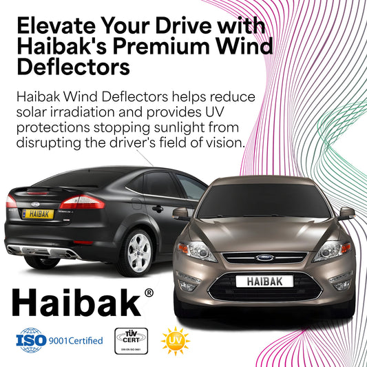 Haibak Wind Deflectors Set Compatible With Ford Mondeo 2007-2014 4 Door 4PC Tinted in Channel Fitment