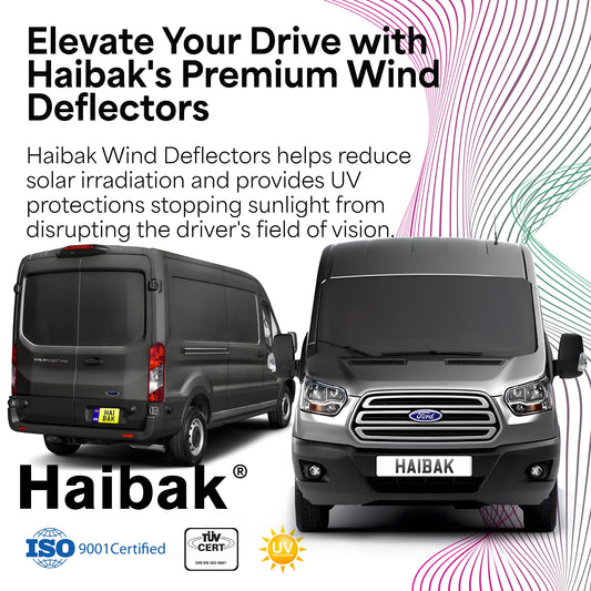 Haibak Wind Deflectors Set Compatible With Ford Transit MK8 Van 2014 Onwards 2 Door 2PC Tinted in Channel Fitment