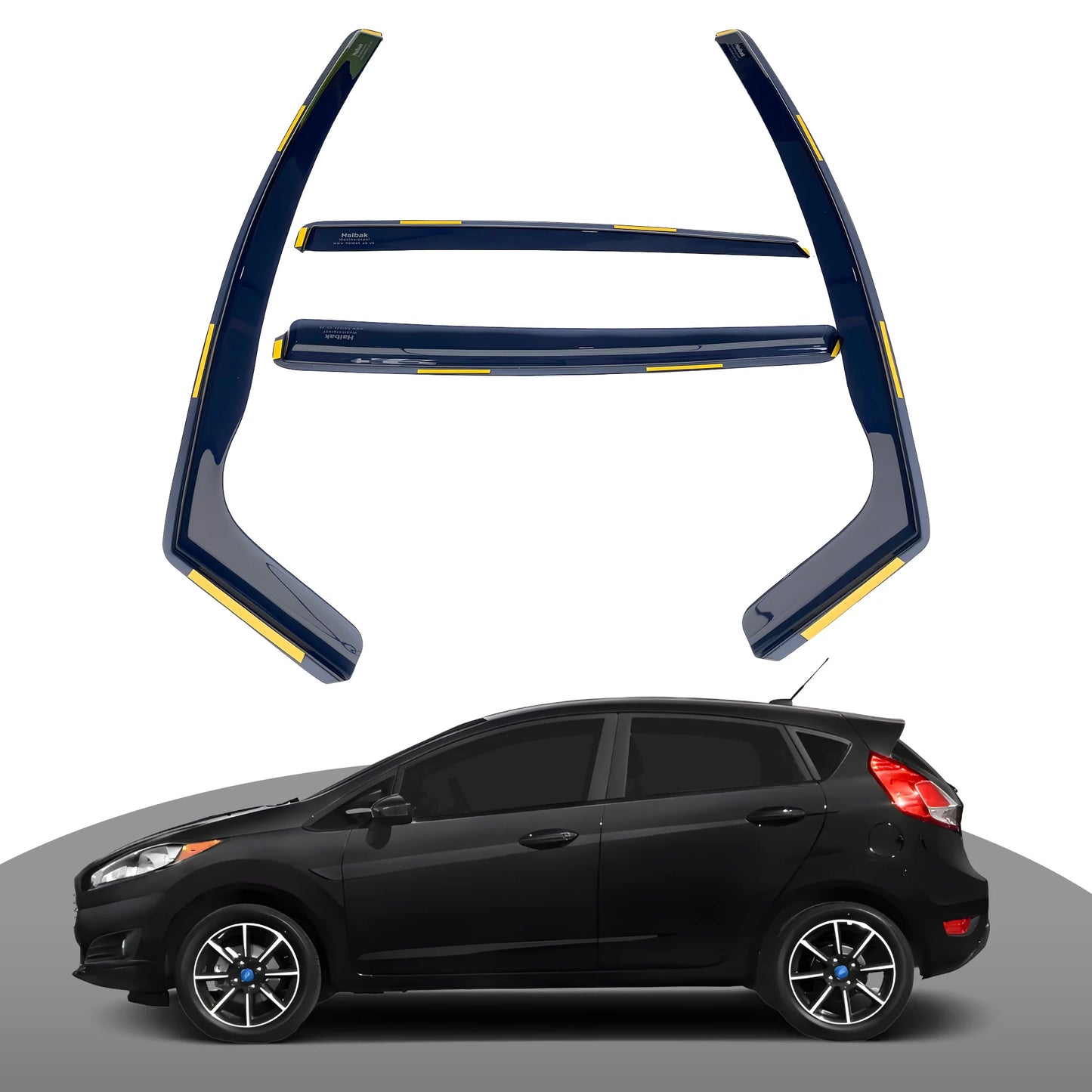 Haibak Wind Deflectors Set Compatible With Ford Fiesta MK7 2008-2017 5 Door Hatchback 4PC Tinted in Channel Fitment