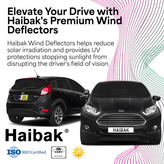Haibak Wind Deflectors Set Compatible With Ford Fiesta MK7 2008-2017 5 Door Hatchback 4PC Tinted in Channel Fitment