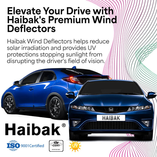 Haibak Wind Deflectors Set Compatible With Honda Civic MK9 2012-2017 5 Door Hatchback 4PC Tinted in Channel Fitment