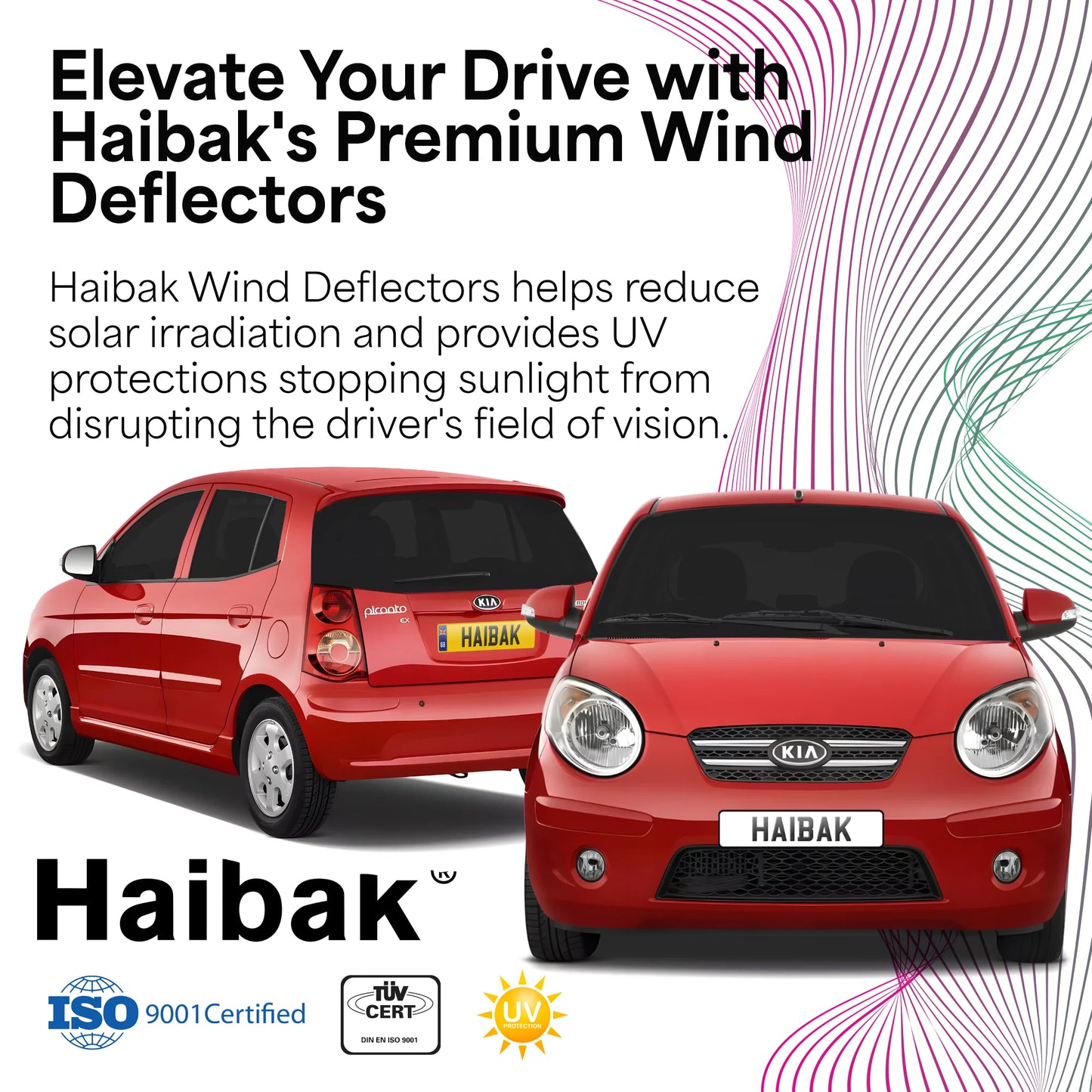 KIA Picanto 2004-2011 5 Door Hatchback 4PC HAIBAK® Tinted Wind Deflectors