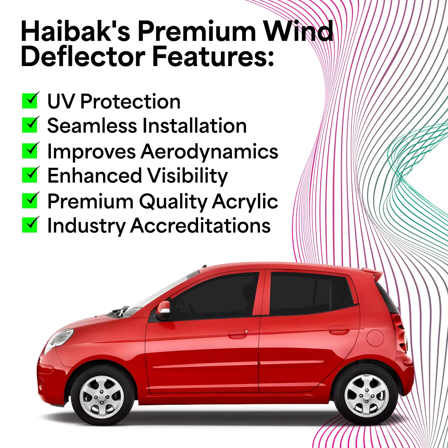 KIA Picanto 2004-2011 5 Door Hatchback 4PC HAIBAK® Tinted Wind Deflectors