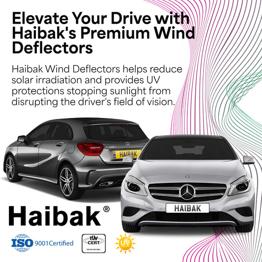Haibak Wind Deflectors Set Compatible With Mercedes A-Class W176 2012-2018 5 Door Hatchback 4PC Tinted in Channel Fitment