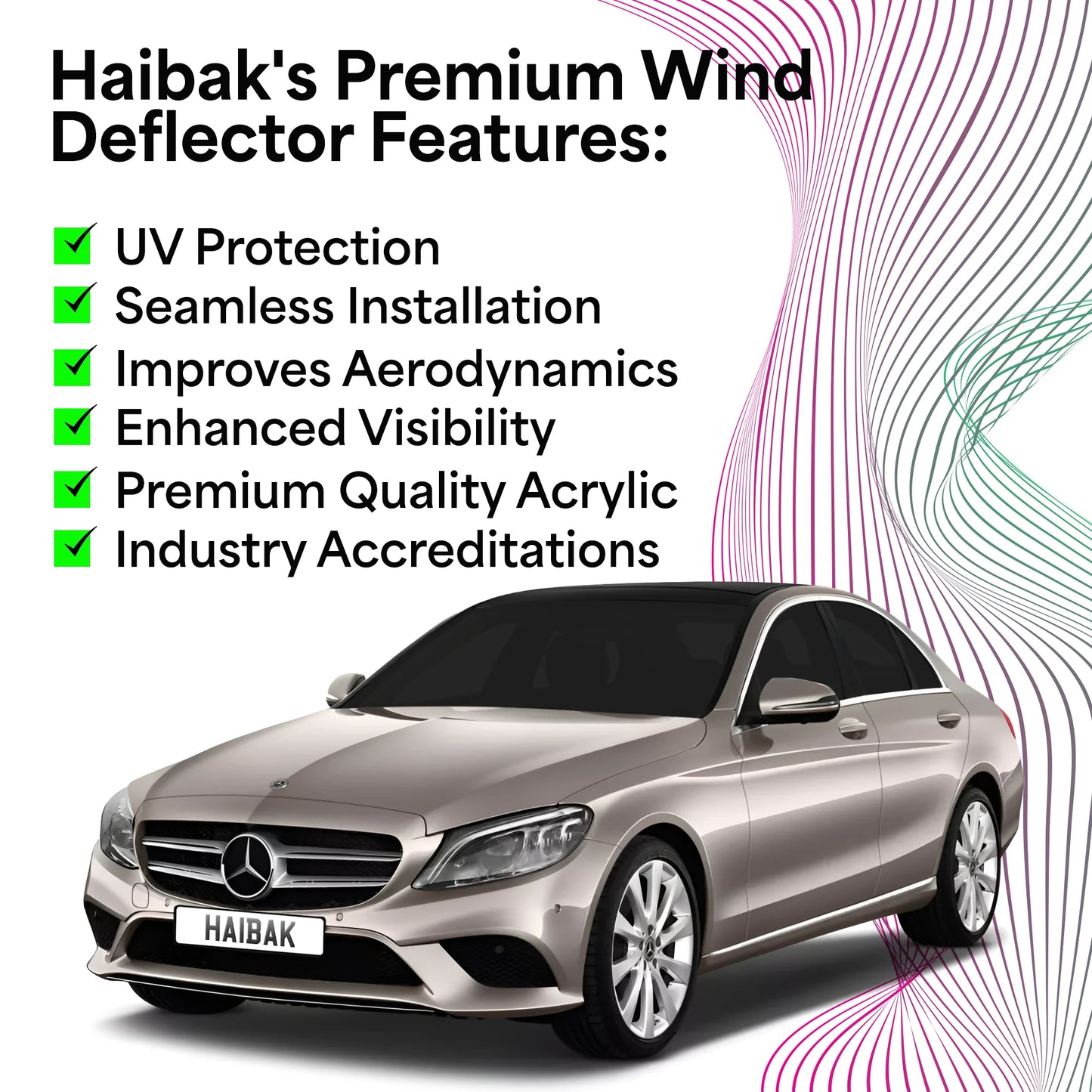 Mercedes Benz CClass W205 2015 Onwards 4 Door Saloon 4PC HAIBAK® Tinted Wind Deflectors