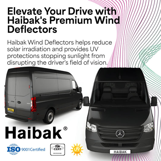 Haibak Wind Deflectors Set Compatible With Mercedes Benz Sprinter Van MK2 W906 2006-2018 2 Doors 2PC Tinted in Channel Fitment