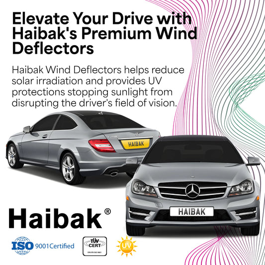 Haibak Wind Deflectors Compatible With Mercedes C Class W204 2006-2015 3 Door 2PC Tinted in Channel Fitment