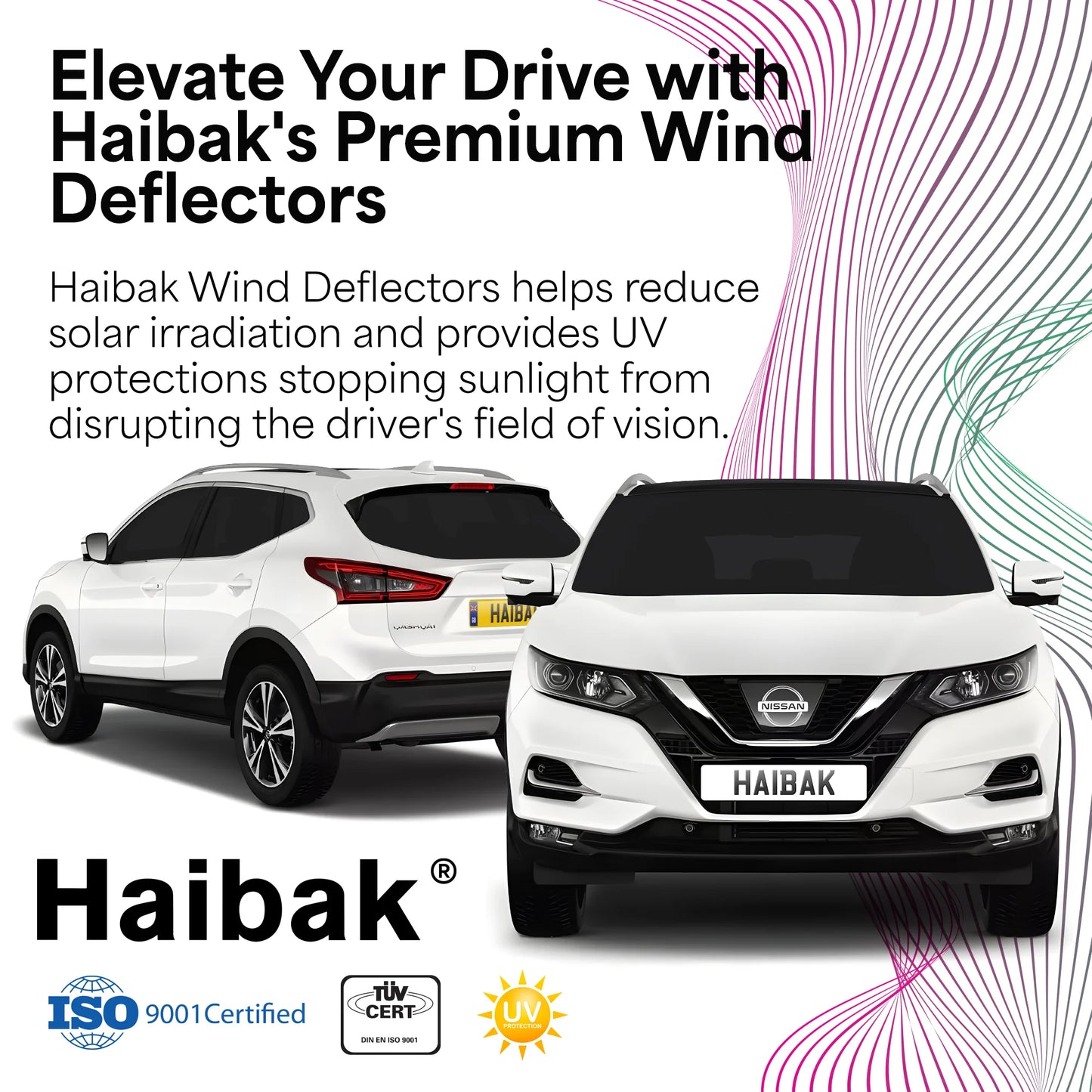 Nissan Qashqai MK2 2014-2021 5 Door Compact SUV 4PC HAIBAK® Tinted Wind Deflectors
