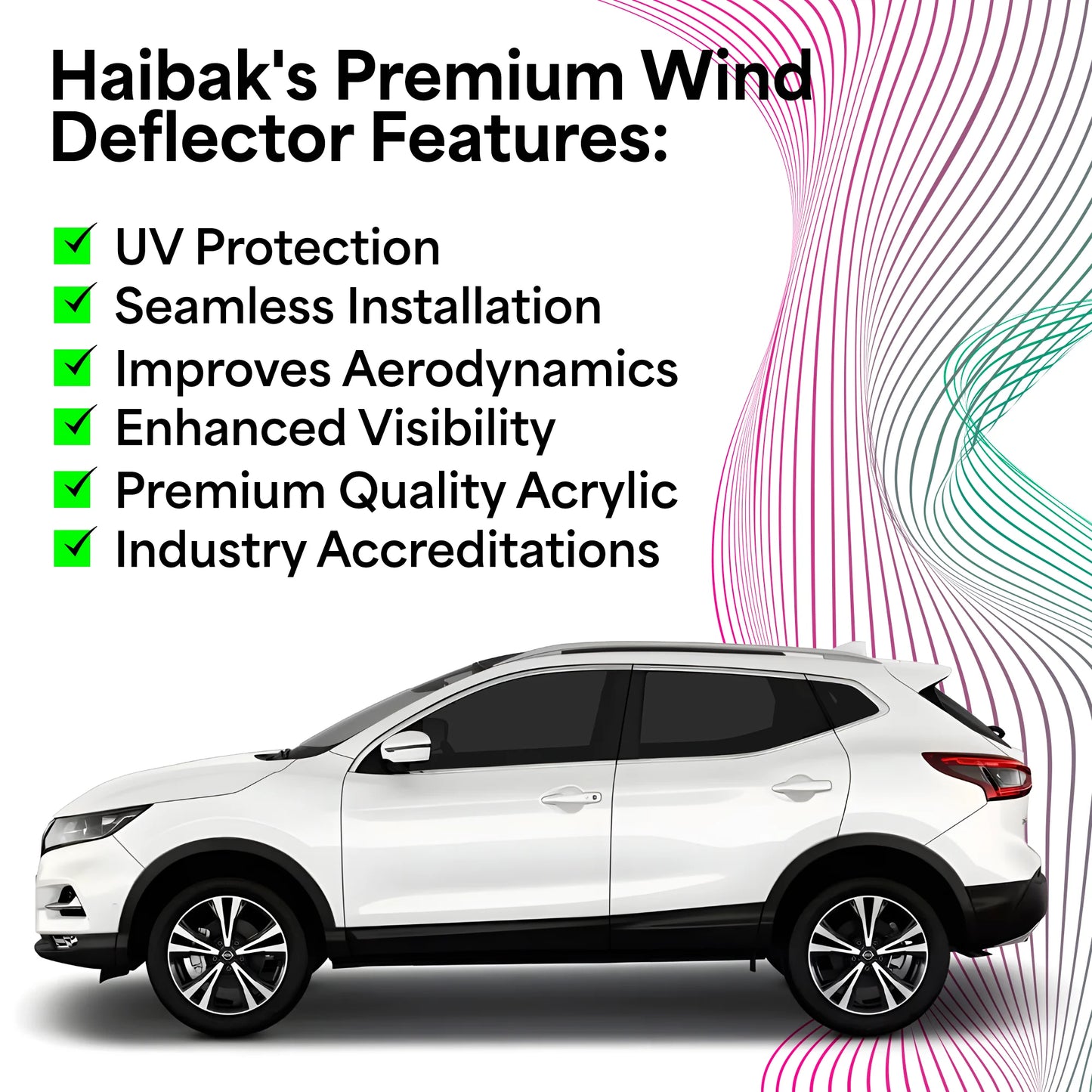Nissan Qashqai MK2 2014-2021 5 Door Compact SUV 4PC HAIBAK® Tinted Wind Deflectors