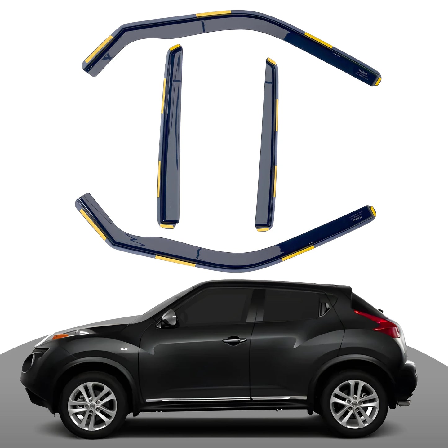 Haibak Wind Deflectors Set Compatible With Nissan Juke 2012 Onwards 5 Door Sub-Compact SUV 4PC Tinted in Channel Fitment