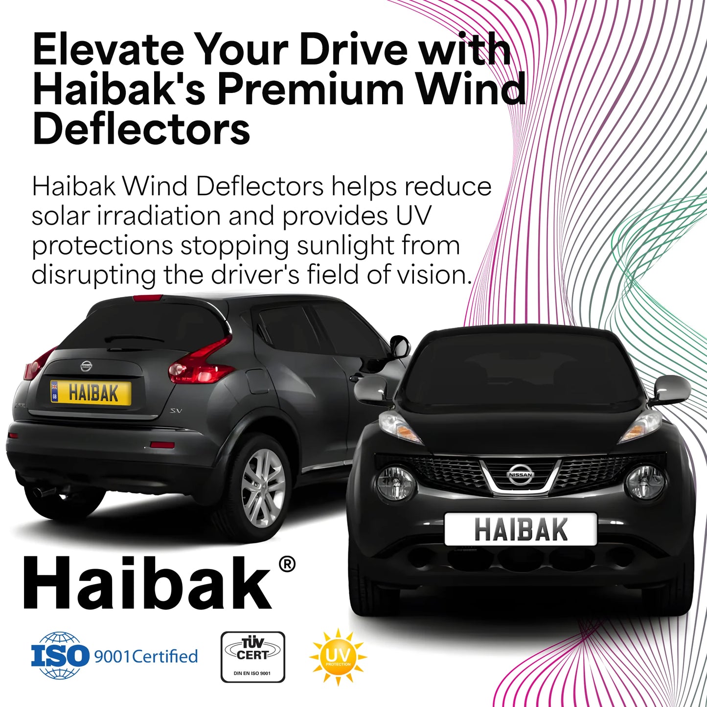 Haibak Wind Deflectors Set Compatible With Nissan Juke 2012 Onwards 5 Door Sub-Compact SUV 4PC Tinted in Channel Fitment