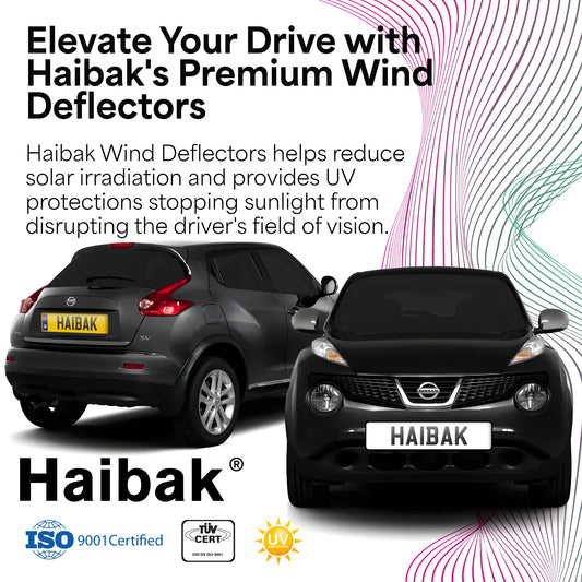 Haibak Wind Deflectors Set Compatible With Nissan Juke 2012 Onwards 5 Door Sub-Compact SUV 4PC Tinted in Channel Fitment