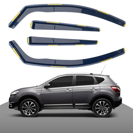 Haibak Wind Deflectors Set Compatible With Nissan Qashqai 2007-2013 5 Door Compact SUV 4PC Tinted in Channel Fitment