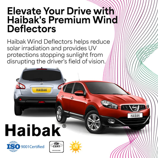 Haibak Wind Deflectors Set Compatible With Nissan Qashqai 2007-2013 5 Door Compact SUV 4PC Tinted in Channel Fitment