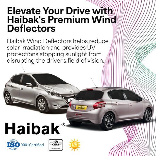 Haibak Wind Deflectors Set Compatible With Peugeot 208 HH 2012-2018 5 Door Hatchback 4PC Tinted in Channel Fitment