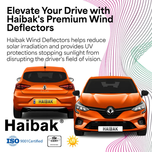 Haibak Wind Deflectors Set Compatible With Renault Clio V 2019 Onwards 5 Door Hatchback 4PC Tinted in Channel Fitment